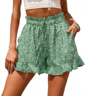 Dames Shorts Chiffon Print Casual Pocket Taille