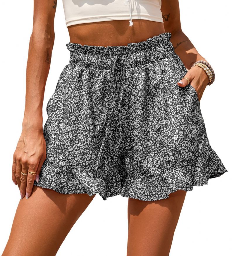 Dames Shorts Chiffon Print Casual Pocket Taille