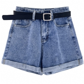 Damesbroek Met Wijde Pijpen Dun Denim Met Hoge Taille