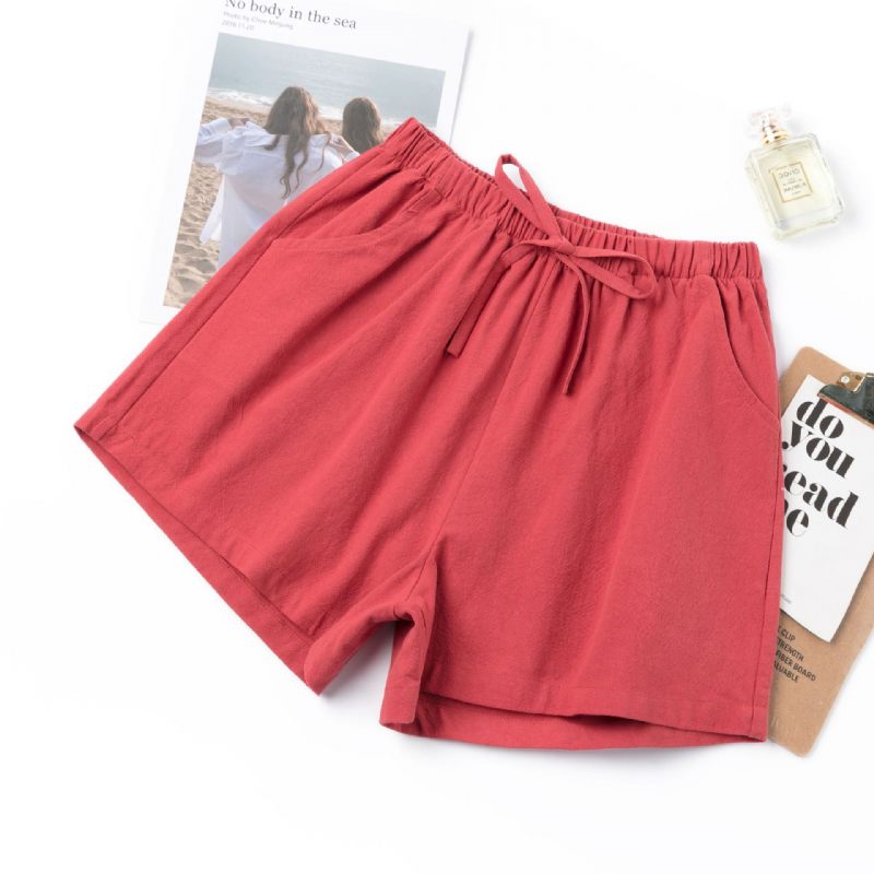 Damesshort Dunne Sectie Wijde Pijpen Hoge Taille Losse Casual