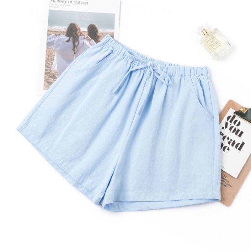 Damesshort Dunne Sectie Wijde Pijpen Hoge Taille Losse Casual