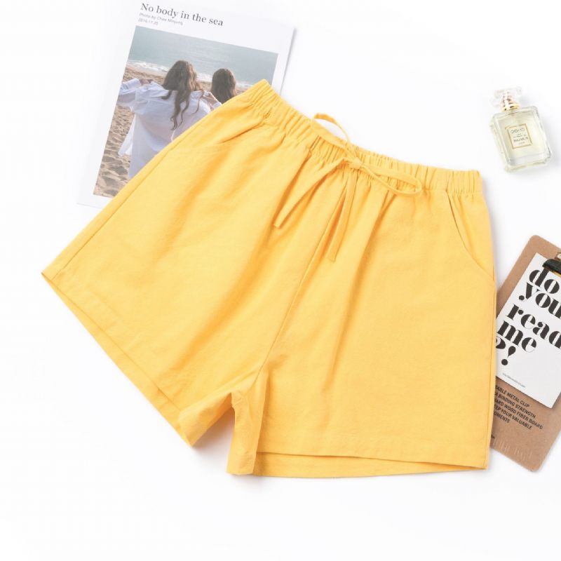 Damesshort Dunne Sectie Wijde Pijpen Hoge Taille Losse Casual