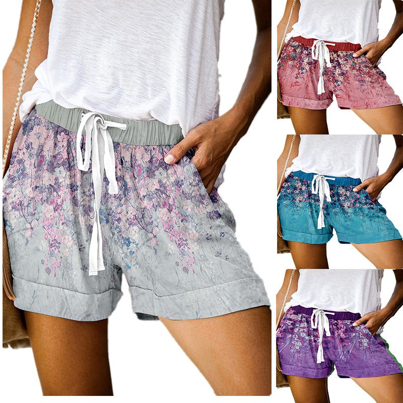 Damesshort Zomerprint Vetersluiting Casual Wijde Pijpen