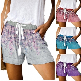 Damesshort Zomerprint Vetersluiting Casual Wijde Pijpen