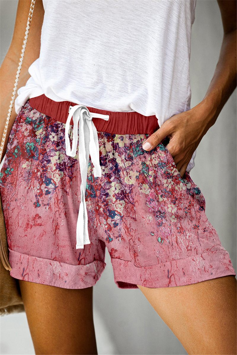 Damesshort Zomerprint Vetersluiting Casual Wijde Pijpen