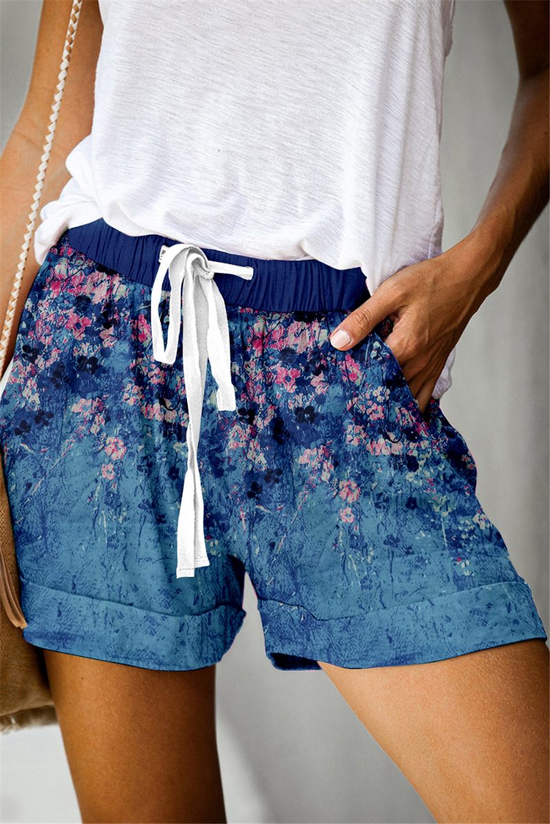 Damesshort Zomerprint Vetersluiting Casual Wijde Pijpen