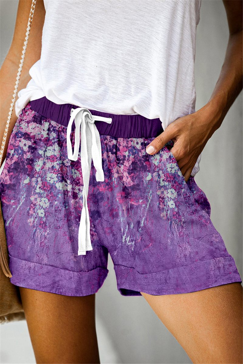 Damesshort Zomerprint Vetersluiting Casual Wijde Pijpen