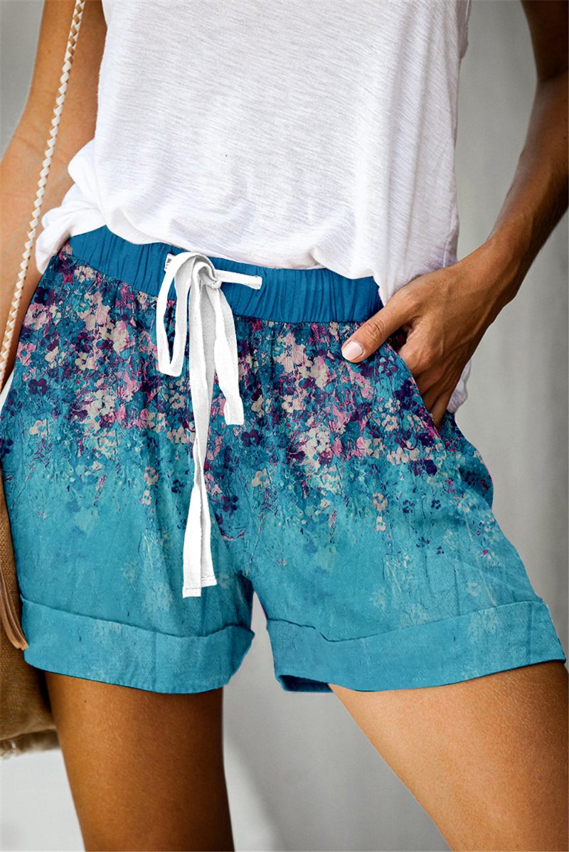 Damesshort Zomerprint Vetersluiting Casual Wijde Pijpen