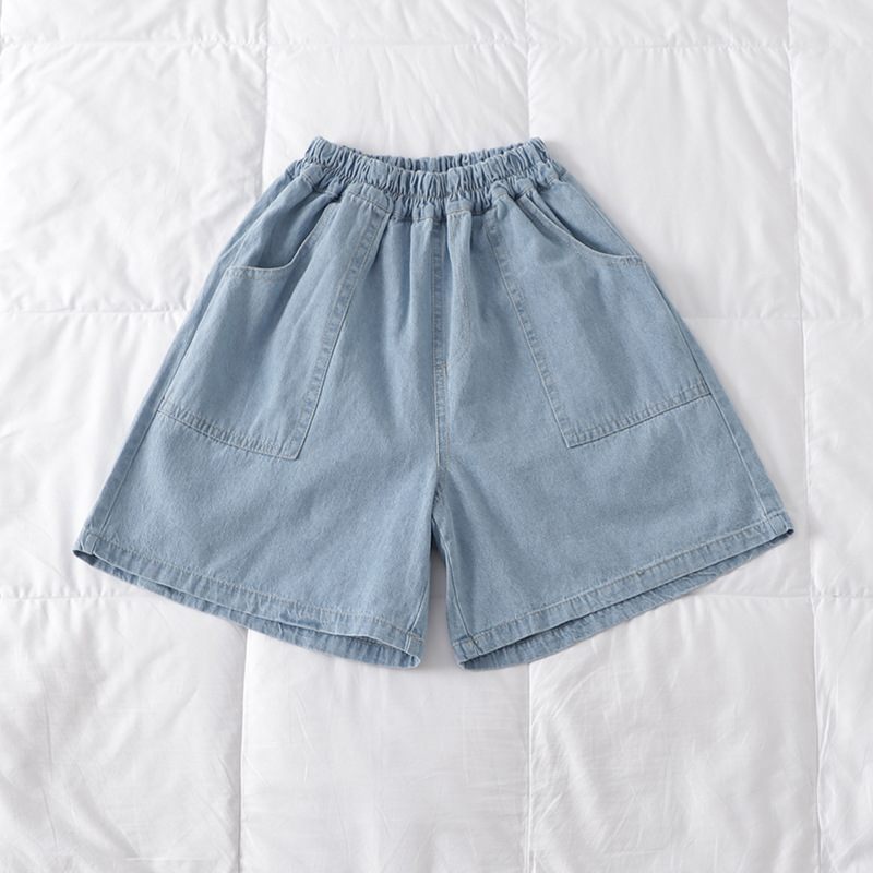 Damesshorts Bovenste Stiksels Oversized Zakken Losse Casual Denim