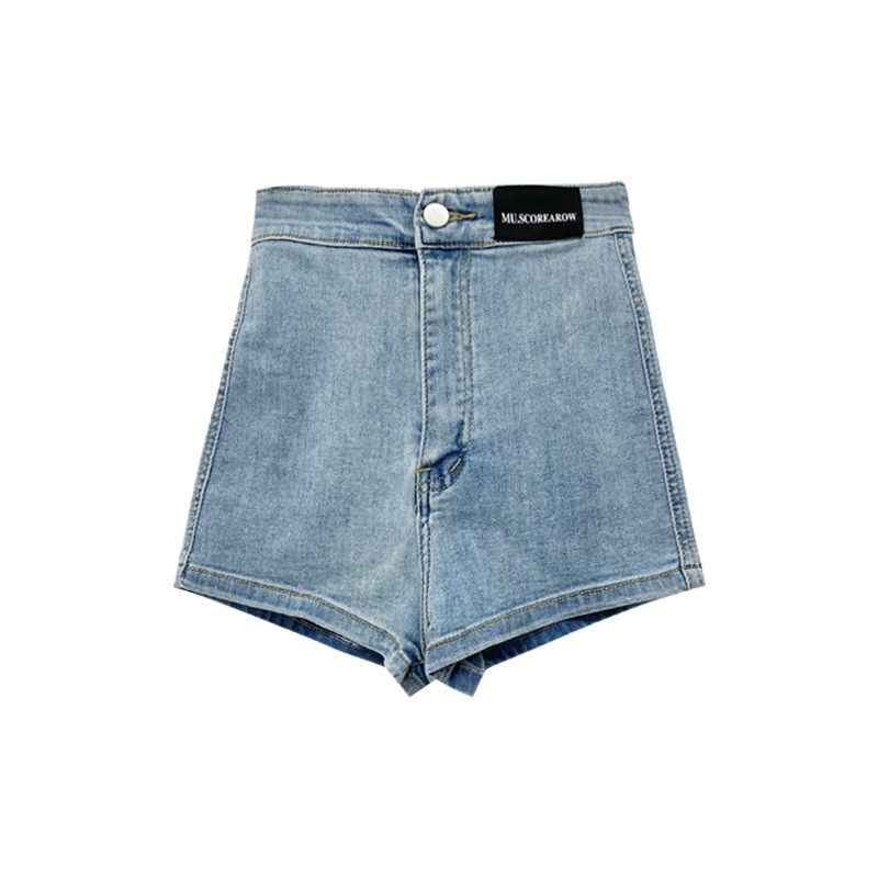 Denim Shorts Dames Dun Gedeelte Hoge Taille Rechte Slim Fit Elastische Wijde Pijpen