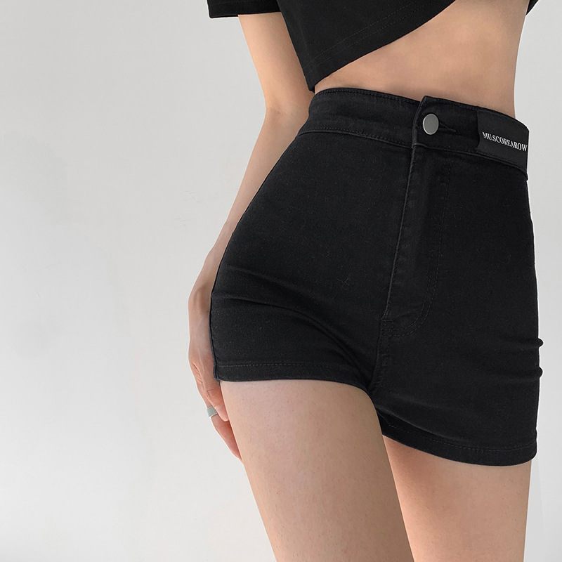 Denim Shorts Dames Dun Gedeelte Hoge Taille Rechte Slim Fit Elastische Wijde Pijpen