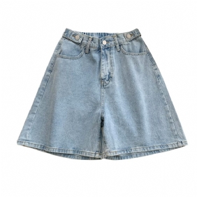 Denim Shorts Dames Hoge Taille Losse Vijfpunts Rechte Wijde Pijpen Dunne Sectie