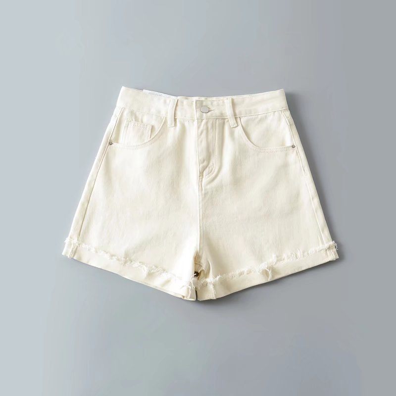 Denim Shorts Voor Dames Hoge Taille Wijde Pijpen Normaal Recht Opgerold Modieus Casual