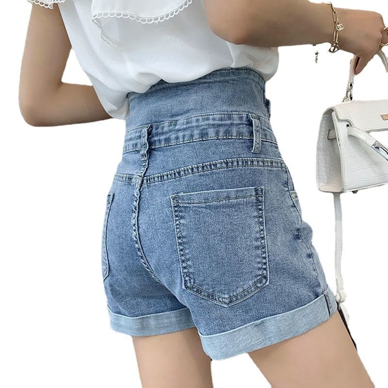 High Waist Denim Shorts Dames Hotpants Met Wijde Pijpen