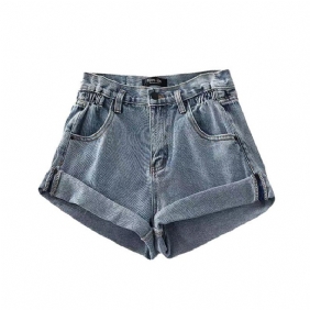 Hoge Taille Dames Denim Shorts Losse Wijde Pijpen Casual