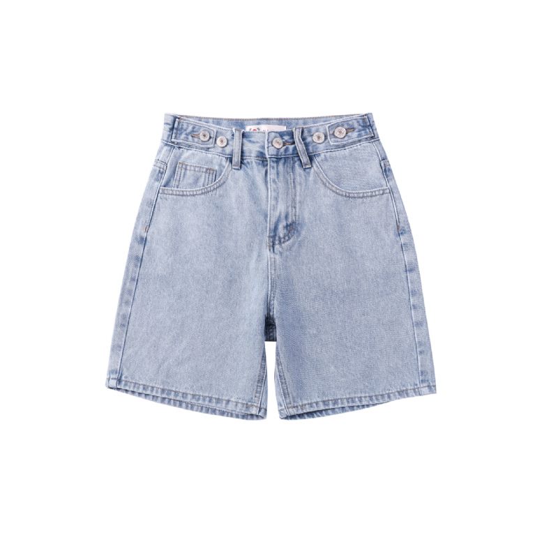 Hoge Taille Multi-knop Blauwe Denim Shorts Dames Hotpants