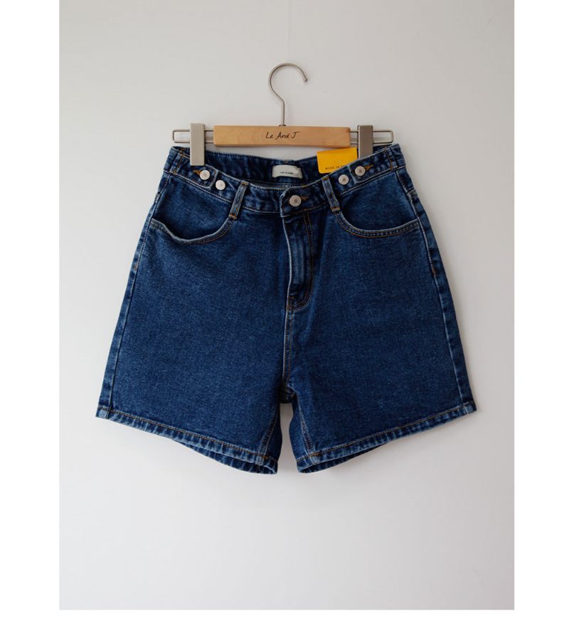 Hoge Taille Multi-knop Blauwe Denim Shorts Dames Hotpants