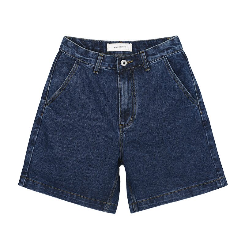 Hoog Getailleerde Wijde Pijpen Denim Shorts Dames 2024 Lente Nieuwe Retro Losse Broek Met Rechte Vijfpuntsbroek