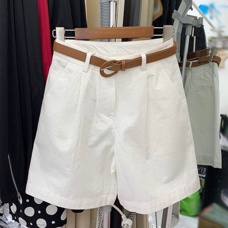 Kaki Cargoshort Dames Losse Hoge Taille Vijf Punten Wijde Pijpen Casual