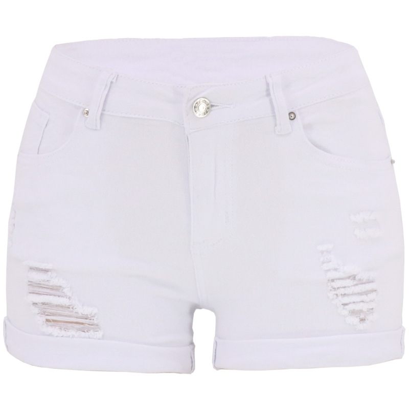 Ripped Shorts Voor Dames Met Hoge Taille Modieus Slank Hoog Elastiek