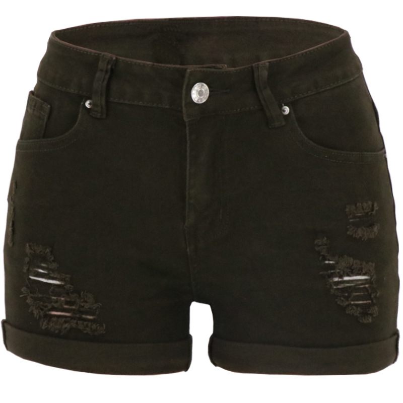 Ripped Shorts Voor Dames Met Hoge Taille Modieus Slank Hoog Elastiek