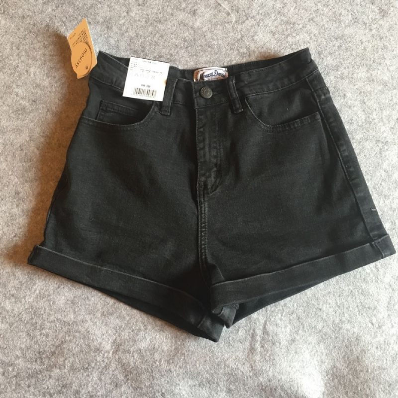 Vintage Hoge Taille Stretch Damesshort Slim Fit Denim Short