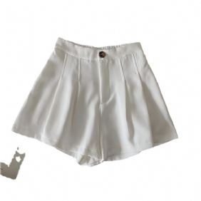 Witte Casual Dames Shorts Hoge Taille Wijde Pijpen Los Dun