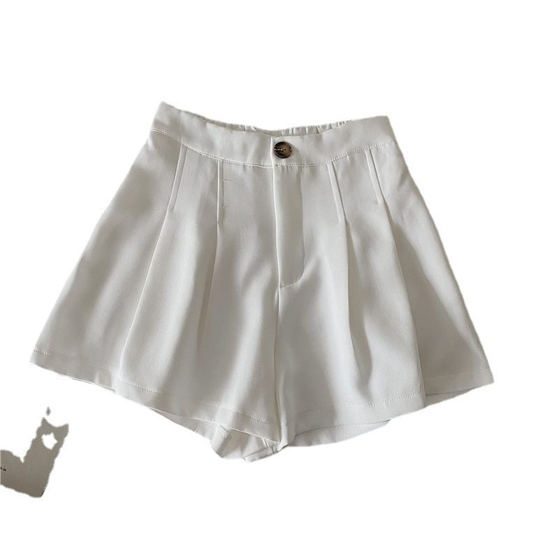 Witte Casual Dames Shorts Hoge Taille Wijde Pijpen Los Dun