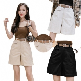 Women's Five Points Wide Leg Shorts 2024 High Waist Loose Straight Retro Workwear Casual