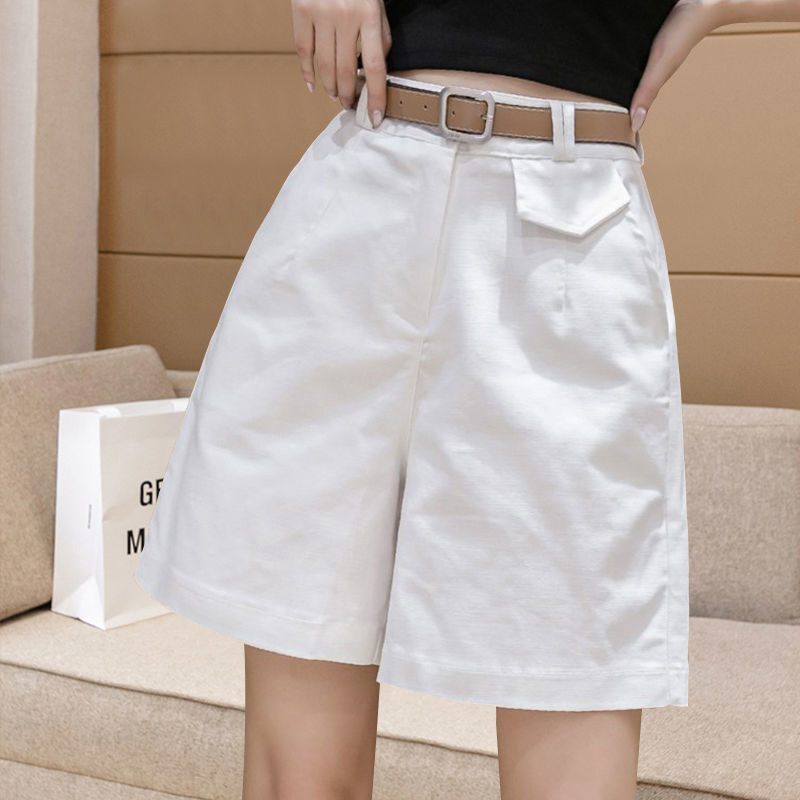 Women's Five Points Wide Leg Shorts 2024 High Waist Loose Straight Retro Workwear Casual