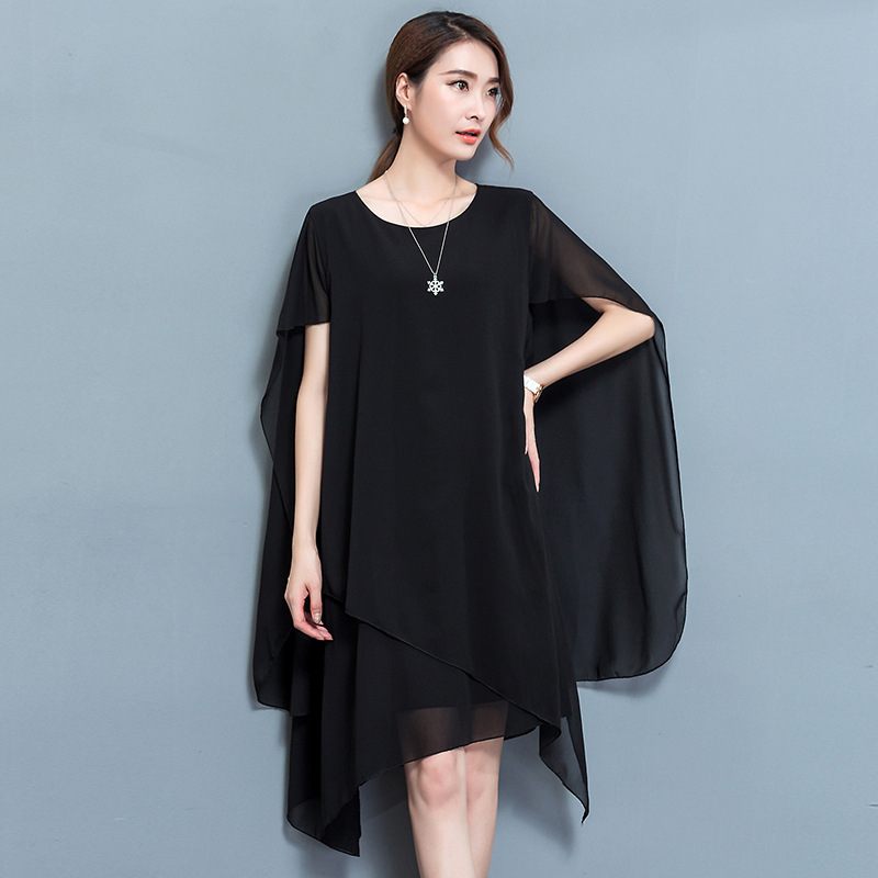 Losse Chiffon Jurk Cape