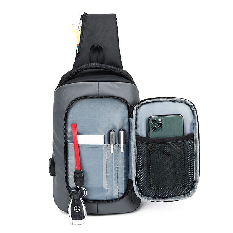 2020 Nieuwe Borsttas Messenger Bag Heren Usb Anti-diefstal Oxford Spinning Waterdichte Schoudertas