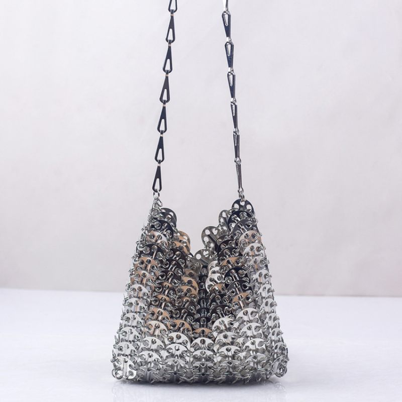 2024 Metalen Pailletten Grote Capaciteit Mobiele Telefoon Messenger Chain Tas Diy Handgemaakte Tas Dames Modetrend