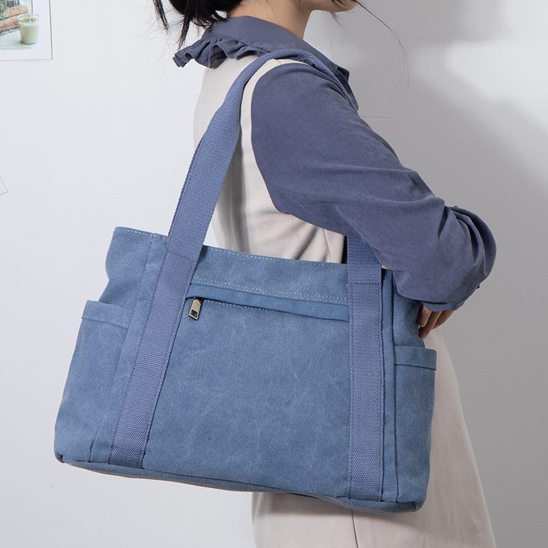 2024 Nieuwe Canvas Tas Met Grote Capaciteit Dames Enkele Schouder Retro Casual Handtas Kunst Vrouwelijk