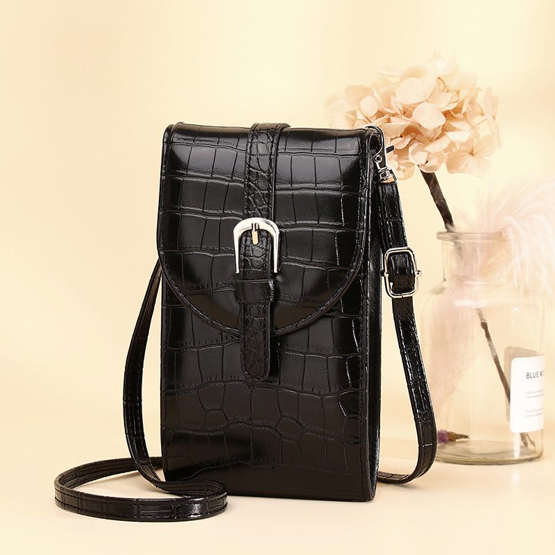 Dames 2024 Nieuwe Crossbody Tas Lente En Zomer Kleine Vierkante Tas Riem Gesp Schoudertas Krokodillenpatroon Mobiele Telefoon Tas