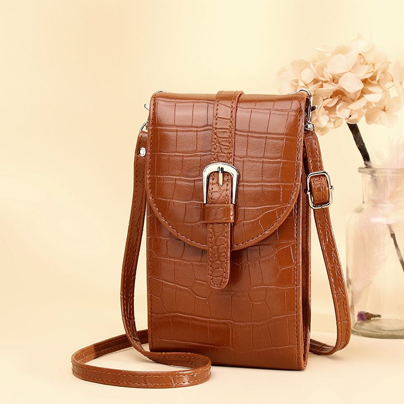 Dames 2024 Nieuwe Crossbody Tas Lente En Zomer Kleine Vierkante Tas Riem Gesp Schoudertas Krokodillenpatroon Mobiele Telefoon Tas