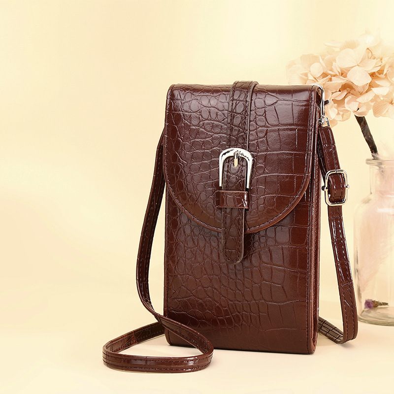 Dames 2024 Nieuwe Crossbody Tas Lente En Zomer Kleine Vierkante Tas Riem Gesp Schoudertas Krokodillenpatroon Mobiele Telefoon Tas