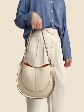 Dames Zomer 2024 Zachte Leren Damestas Nieuwe Trendy Zadeltas Grote Capaciteit Enkele Schouder Messenger Bucket Bag