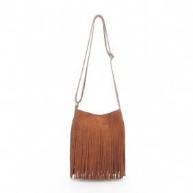 Design Damestas 2024 Nieuwe Retro Tassel Bag Kleine Vierkante Tas Leren Schoudertas Messenger