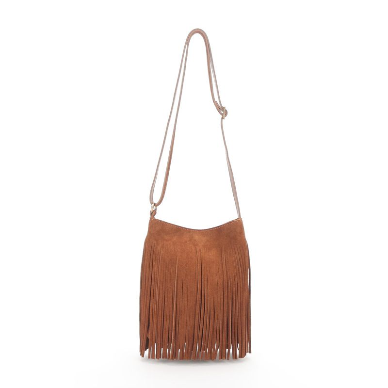 Design Damestas 2024 Nieuwe Retro Tassel Bag Kleine Vierkante Tas Leren Schoudertas Messenger