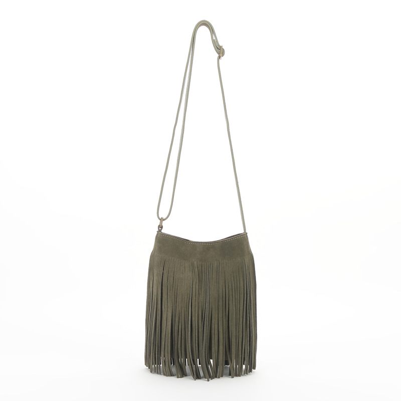 Design Damestas 2024 Nieuwe Retro Tassel Bag Kleine Vierkante Tas Leren Schoudertas Messenger