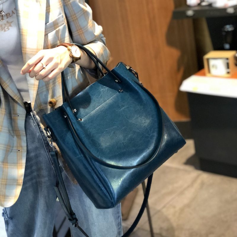 Koeienhuid Grote Vrouwelijke 2024 Nieuwe Schoudertas Draagbare Messenger Bag Echt Lederen Damestas High-end Gevoel