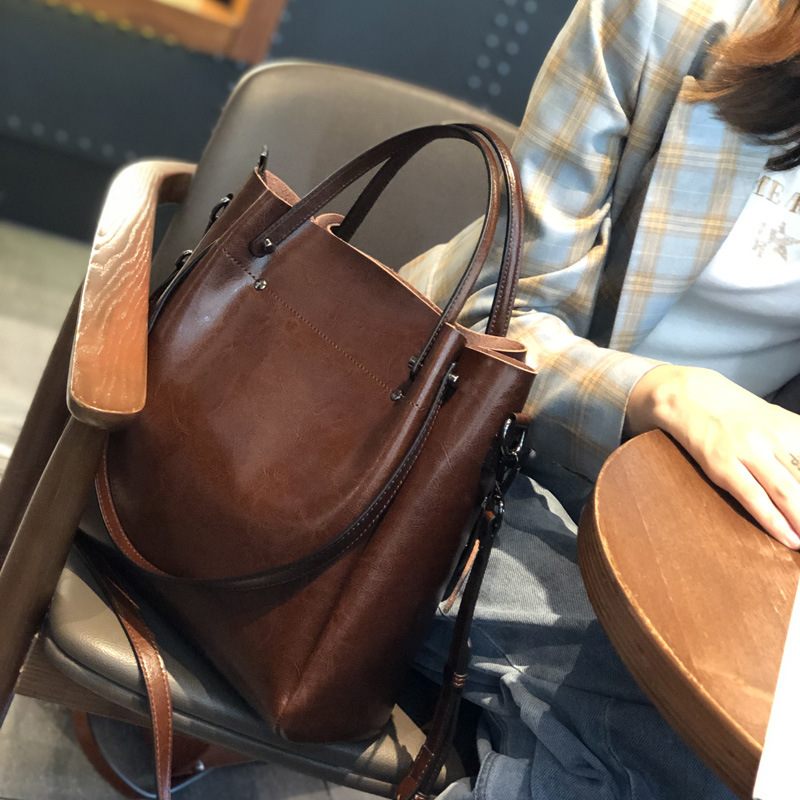 Koeienhuid Grote Vrouwelijke 2024 Nieuwe Schoudertas Draagbare Messenger Bag Echt Lederen Damestas High-end Gevoel