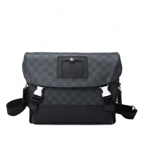 Messenger Bag Heren 2024 Nieuwe Herentas Dambord Mode Casual Tas Met Hoes Echte Koeienhuid Tas