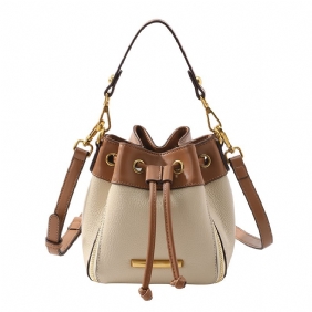 Mini Women's 2024 New Drawstring Bucket Bag Leren Damestas Schoudertas Handtas