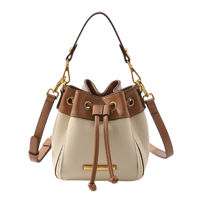 Mini Women's 2024 New Drawstring Bucket Bag Leren Damestas Schoudertas Handtas