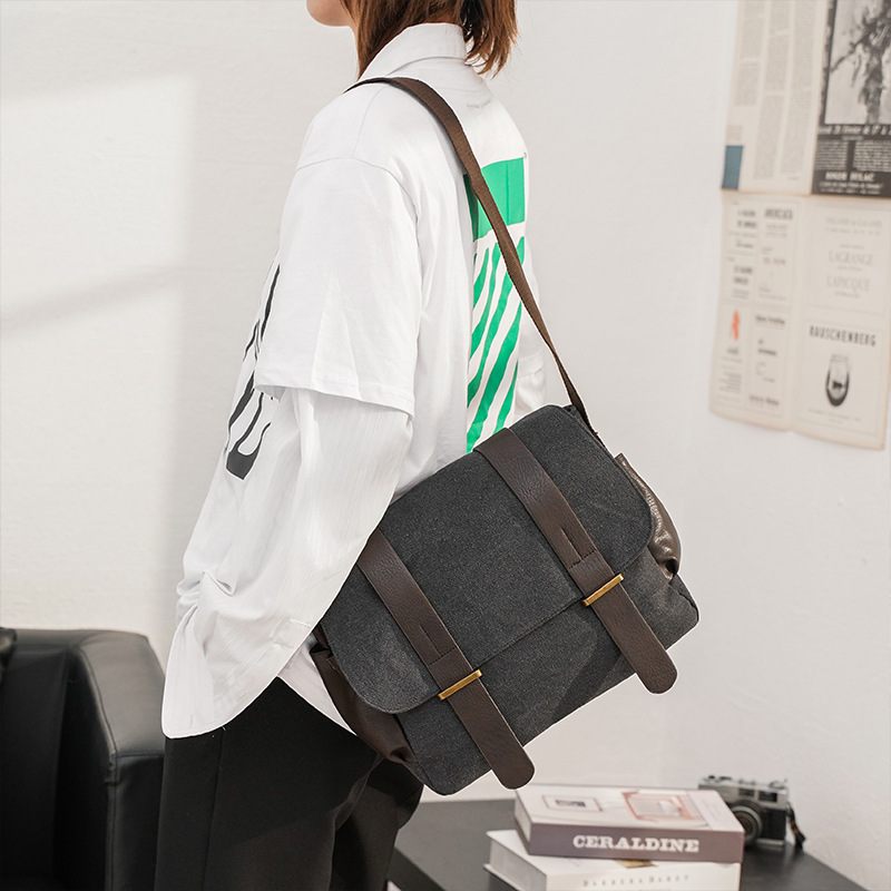 Mode Casual Canvas Schoudertas Heren Computertas Document Reistas Messenger Bag Student Schooltas Herentas