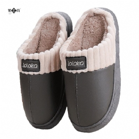 Katoenen Pantoffels Heren Winter Dikke Zolen Indoor Waterdichte Dames Huis Pluche Tas Met Schoenen