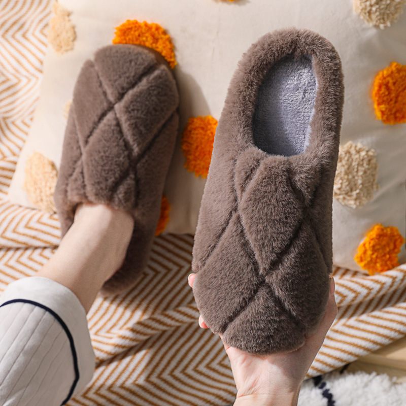 Katoenen Pantoffels Heren Winter Indoor Home Antislip Warme Pluche Vloerpantoffels