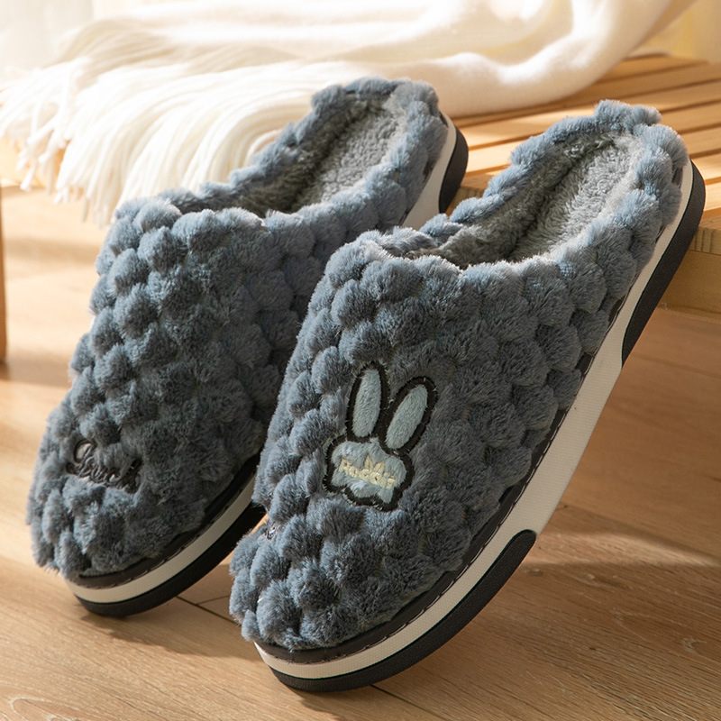 Katoenen Pantoffels Heren Winter Plus Fluwelen Dikke Levende Bontschoenen Indoor Antislip Warme Paar Dames